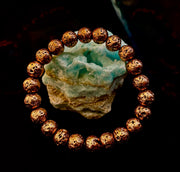 Metallic Lava Rock Essential Oil Diffuser Bracelet in Gold, Silver & Rose Gold (6mm & 8mm)