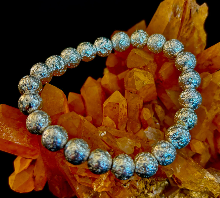 Metallic Lava Rock Essential Oil Diffuser Bracelet in Gold, Silver & Rose Gold (6mm & 8mm)