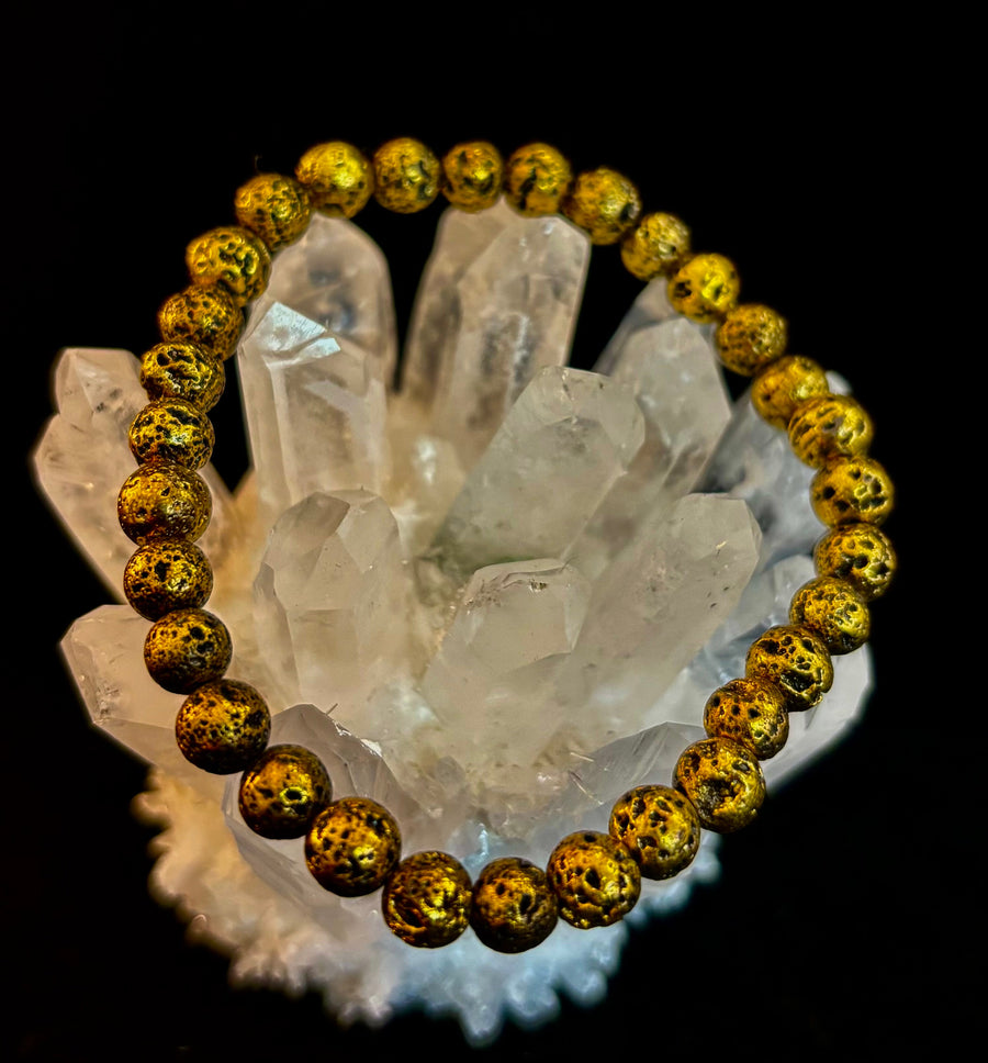 Metallic Lava Rock Essential Oil Diffuser Bracelet in Gold, Silver & Rose Gold (6mm & 8mm)