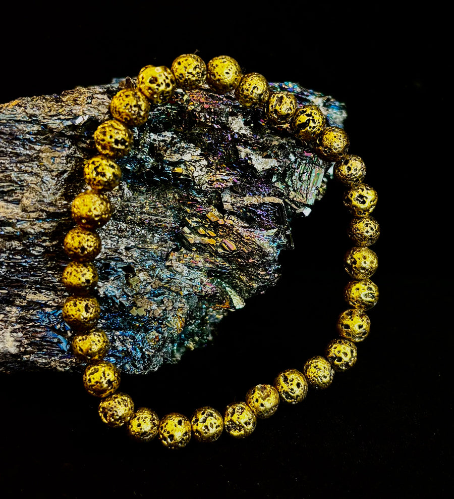 Metallic Lava Rock Essential Oil Diffuser Bracelet in Gold, Silver & Rose Gold (6mm & 8mm)