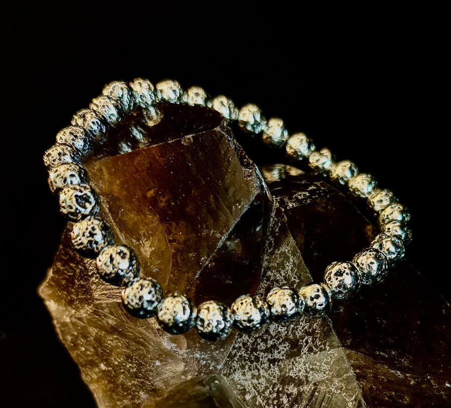 Metallic Lava Rock Essential Oil Diffuser Bracelet in Gold, Silver & Rose Gold (6mm & 8mm)