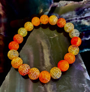 Sunburst Power Bracelet - Orange Fire Agate (10mm)