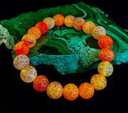 Sunburst Power Bracelet - Orange Fire Agate (10mm)