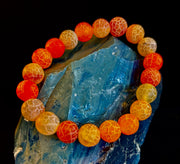 Sunburst Power Bracelet - Orange Fire Agate (10mm)