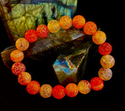 Sunburst Power Bracelet - Orange Fire Agate (10mm)