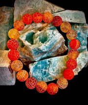 Sunburst Power Bracelet - Orange Fire Agate (10mm)