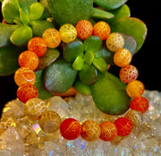 Sunburst Power Bracelet - Orange Fire Agate (10mm)