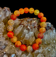 Sunburst Power Bracelet - Orange Fire Agate (10mm)