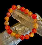 Sunburst Power Bracelet - Orange Fire Agate (10mm)