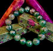 Green Goddess Glam Bracelet - Mystic Green Banded Agate (12mm)