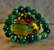 Green Goddess Glam Bracelet - Mystic Green Banded Agate (12mm)
