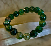Green Goddess Glam Bracelet - Mystic Green Banded Agate (12mm)