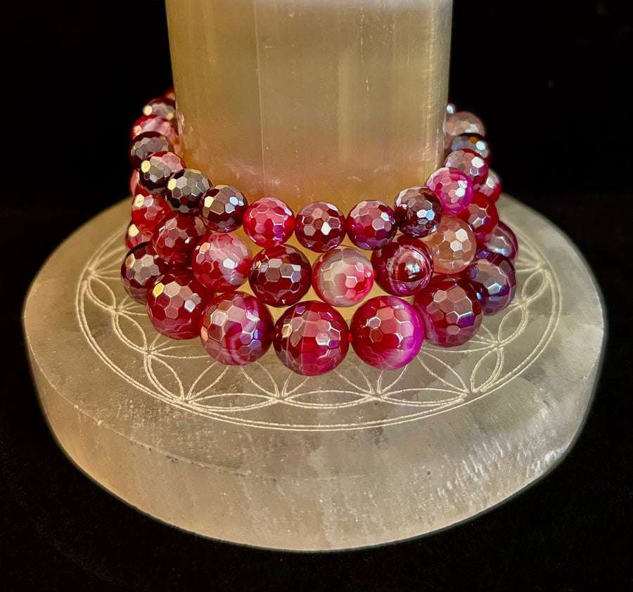 Fuchsia Prism Power Bracelet – Mystic Banded Agate (3 bead size options!)