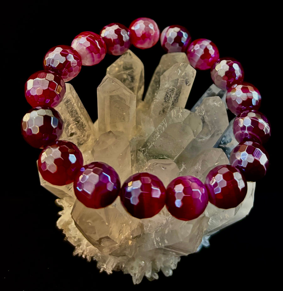 Fuchsia Prism Power Bracelet – Mystic Banded Agate (3 bead size options!)