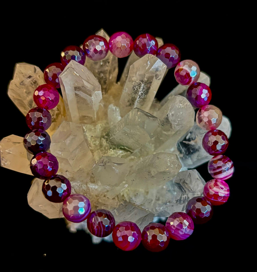 Fuchsia Prism Power Bracelet – Mystic Banded Agate (3 bead size options!)