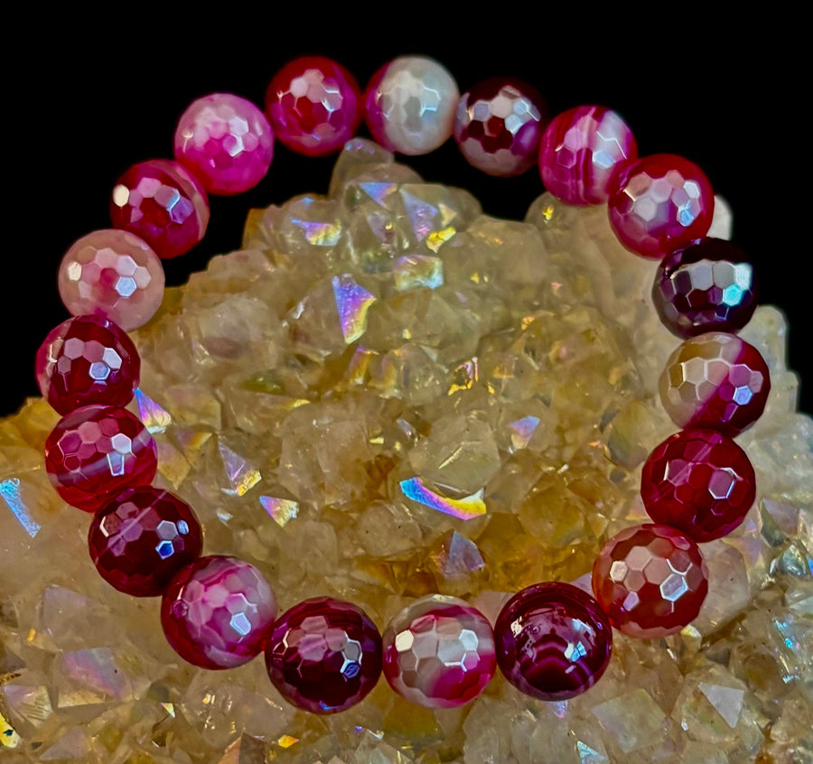 Fuchsia Prism Power Bracelet – Mystic Banded Agate (3 bead size options!)