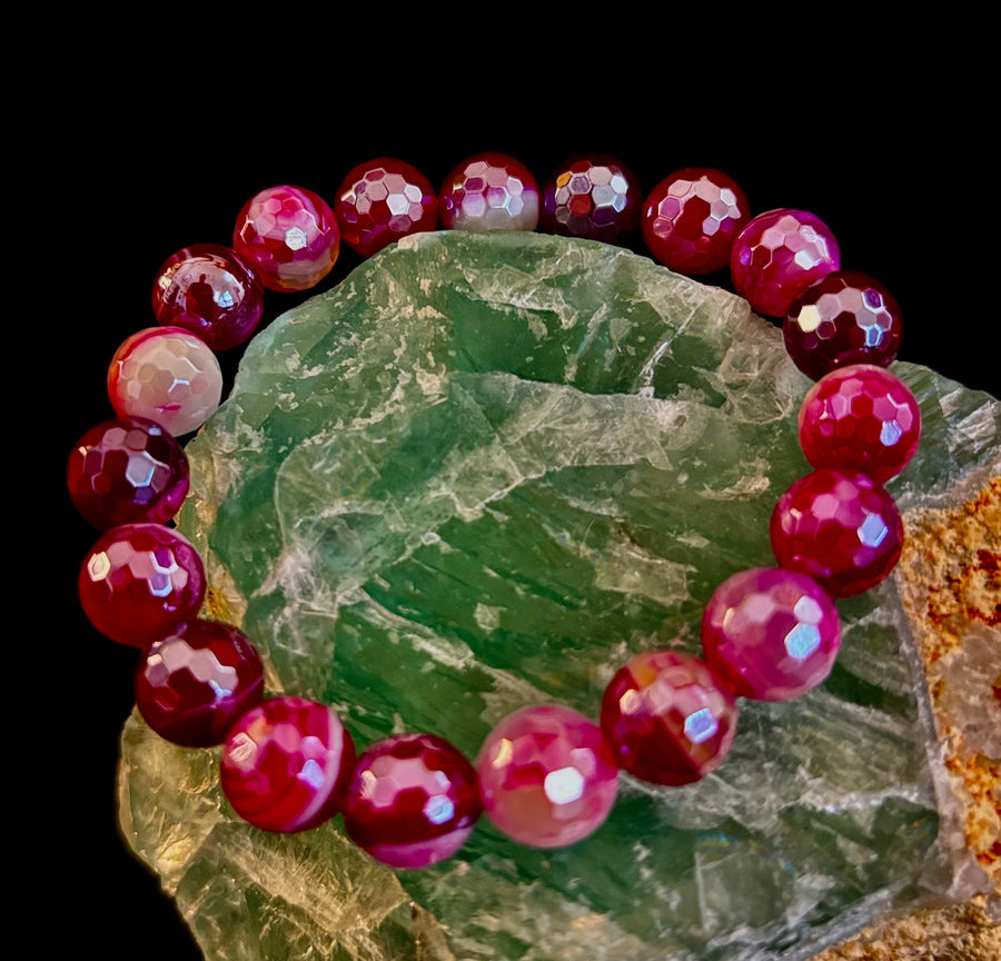 Fuchsia Prism Power Bracelet – Mystic Banded Agate (3 bead size options!)