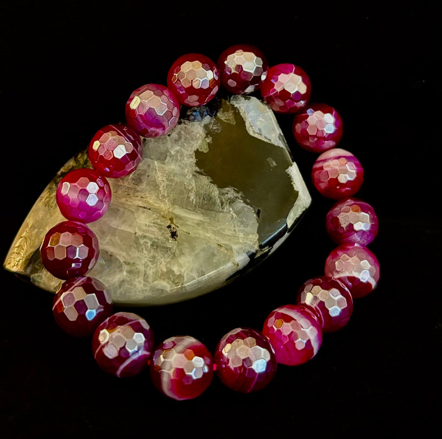 Fuchsia Prism Power Bracelet – Mystic Banded Agate (3 bead size options!)