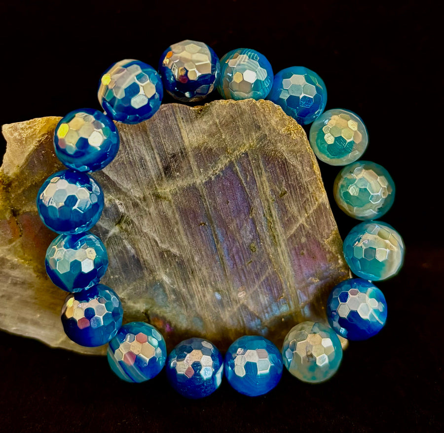 Mystic Blue Banded Agate Bracelet