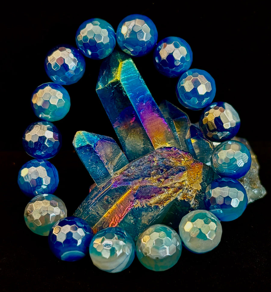 Mystic Blue Banded Agate Bracelet