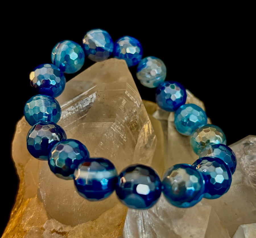 Mystic Blue Banded Agate Bracelet