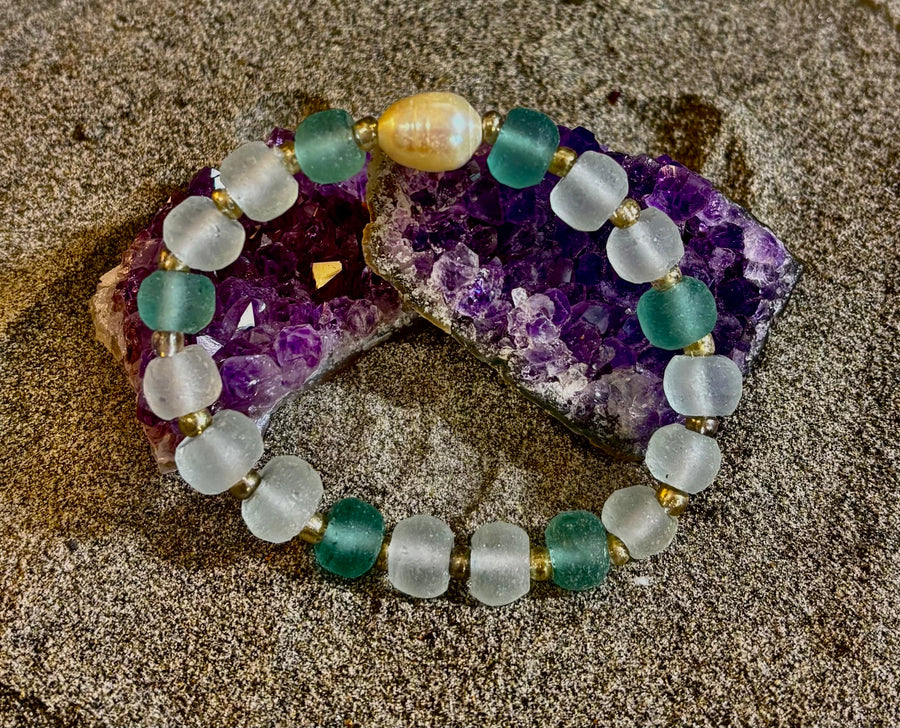 Ocean Pearl Sea Glass Bracelet