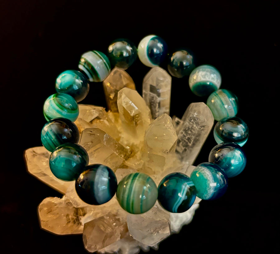 Wicked Fabulous Emerald Tide – Green Banded Agate Bracelet