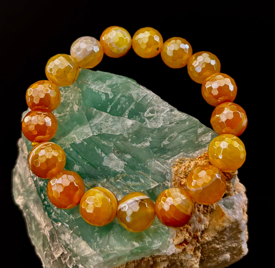 Creamy Golden Topaz Faceted Agate Bracelet