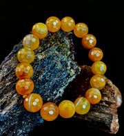 Creamy Golden Topaz Faceted Agate Bracelet