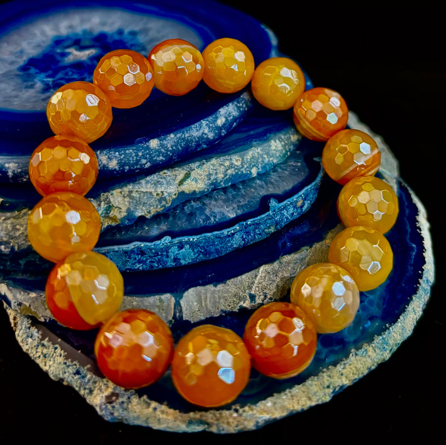 Creamy Golden Topaz Faceted Agate Bracelet