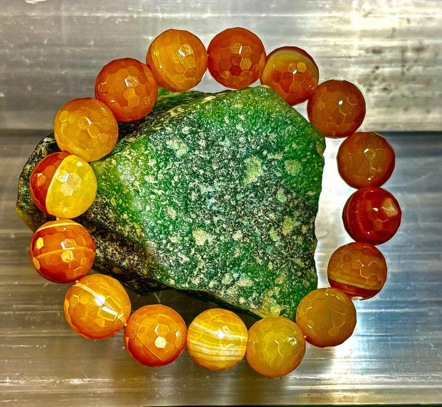 Creamy Golden Topaz Faceted Agate Bracelet