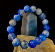 Blue Moon Tide – Natural Blue Banded Agate Bracelet