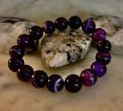 Royal Aura Purple Agate Bracelet – 12mm Reiki-Infused Statement Bracelet (Medium Wrist Fit)