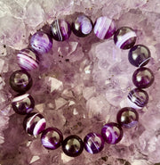 Royal Aura Purple Agate Bracelet – 12mm Reiki-Infused Statement Bracelet (Medium Wrist Fit)