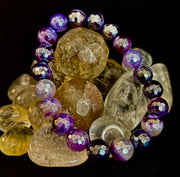 Mystic Purple Banded Agate Faceted Stretch Bracelet