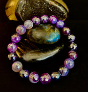 Mystic Purple Banded Agate Faceted Stretch Bracelet