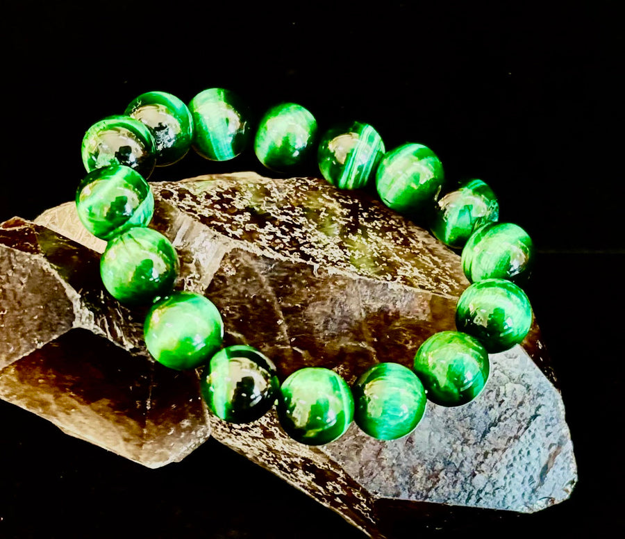Wicked Glam Green Tiger Eye Statement Bracelet