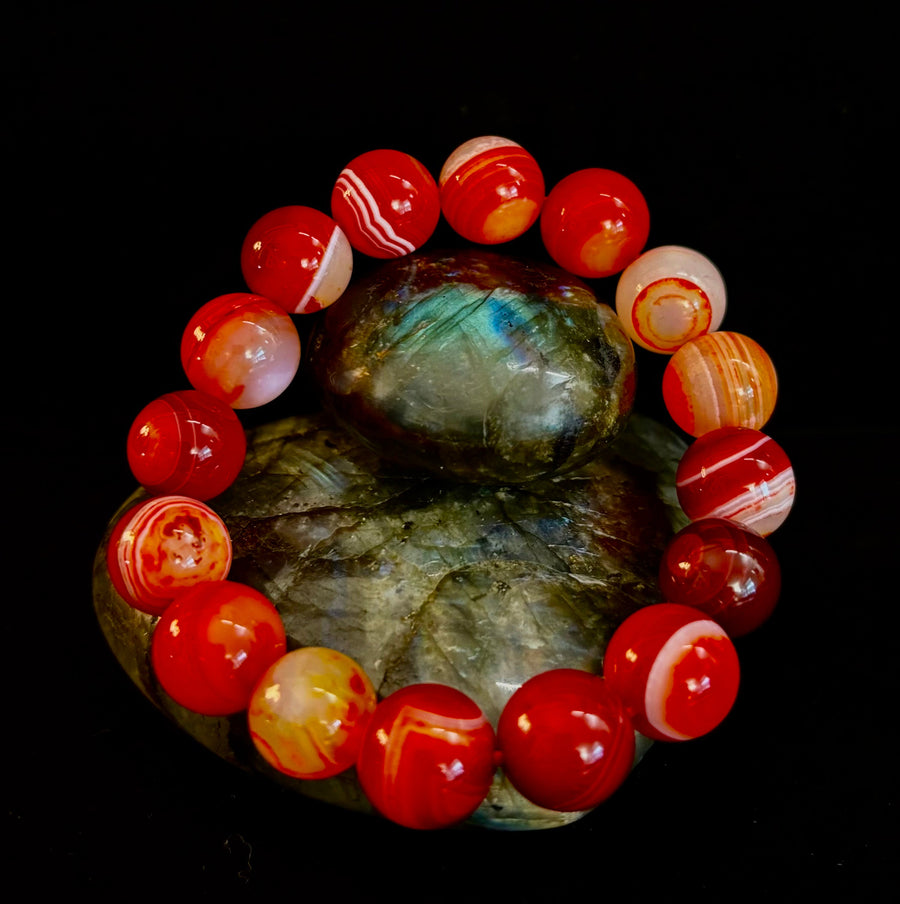 Fiery Spirit Red Banded Agate Bracelet