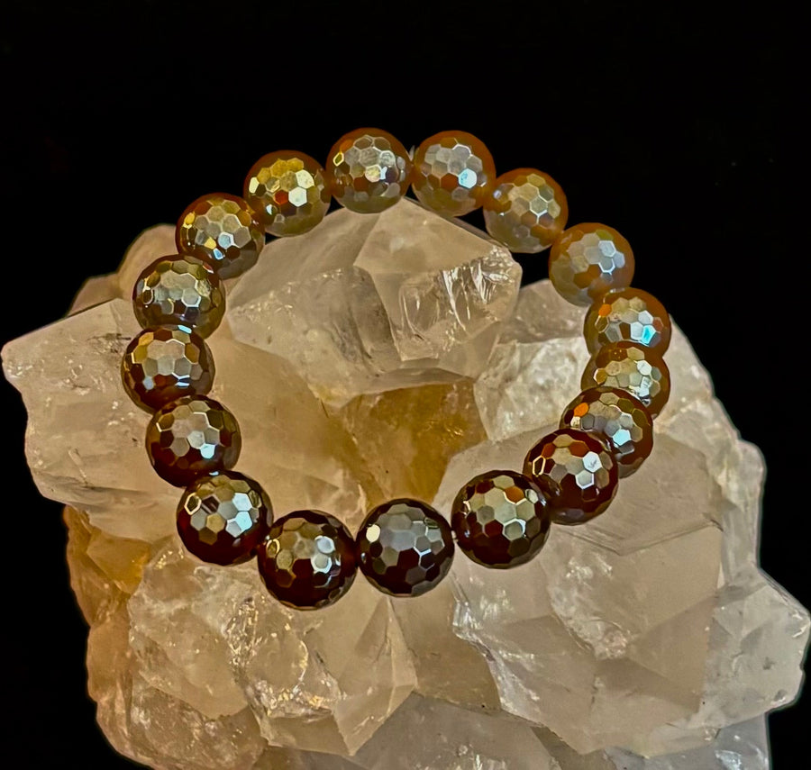 Champagne Glow Faceted Agate Bracelet