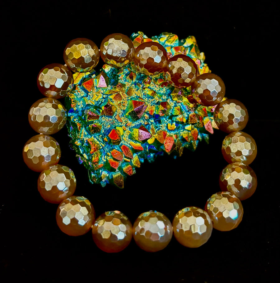 Champagne Glow Faceted Agate Bracelet