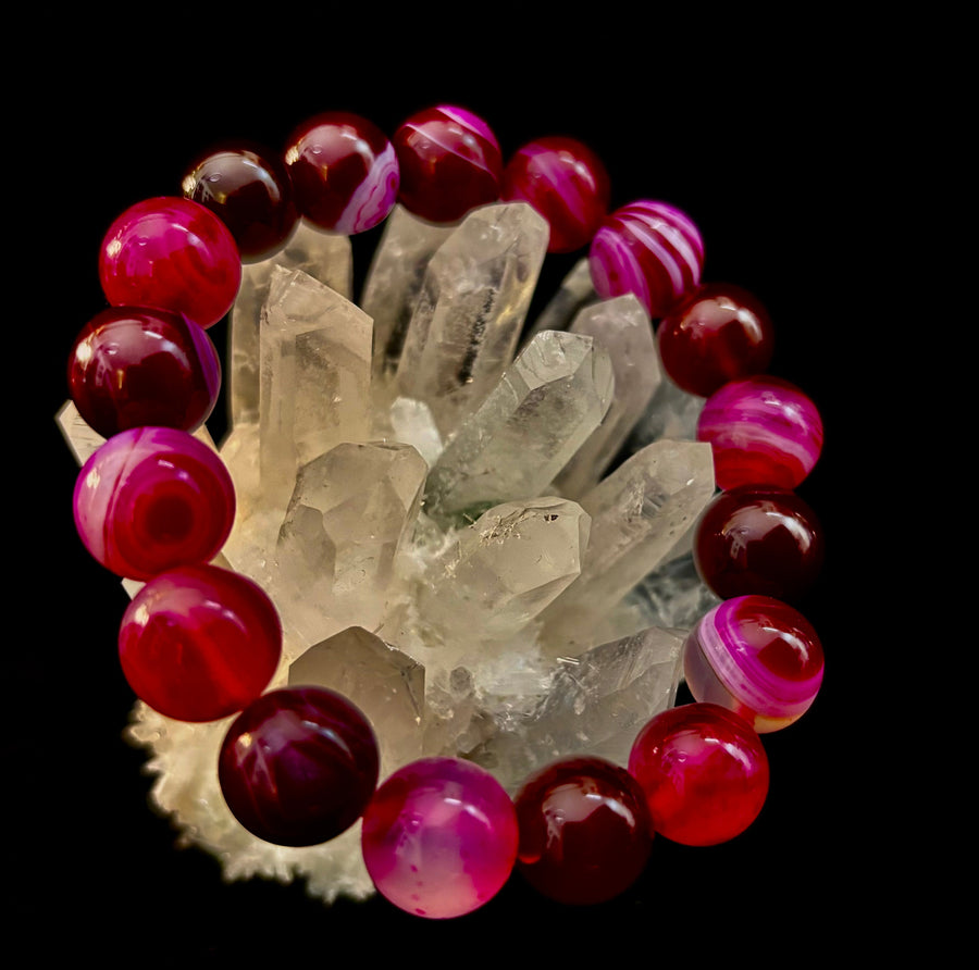Fuchsia Fire Agate Bracelet