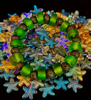 Deep Green Serenity - Recycled Glass & Lava Stone Stretch Bracelet