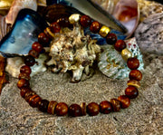 Nomad Spirit Bracelet - Natural Wood, Coconut & Ethiopian Brass Bracelet (8" Large Wrists)