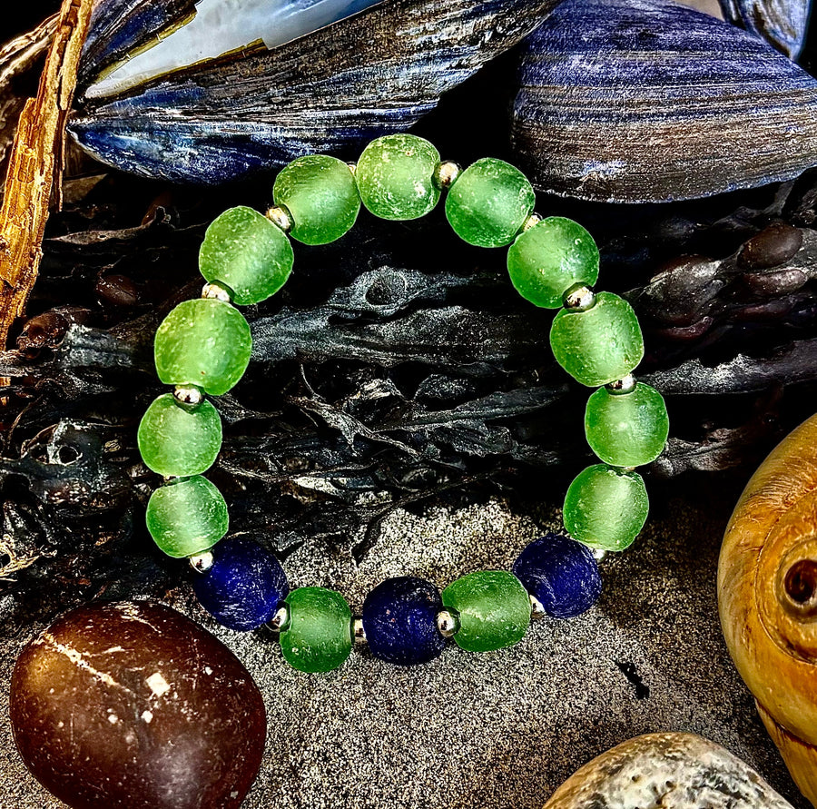🌊 African Sea Glass Collection - Handcrafted African Fused Glass Bracelets
