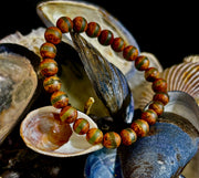 🌿 Rooted Resolve Bracelet - Brown & Green Tibetan Agate | Natural 8mm Gemstones