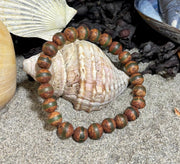 🌿 Rooted Resolve Bracelet - Brown & Green Tibetan Agate | Natural 8mm Gemstones