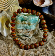 🌿 Rooted Resolve Bracelet - Brown & Green Tibetan Agate | Natural 8mm Gemstones
