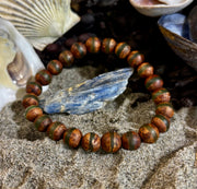 🌿 Rooted Resolve Bracelet - Brown & Green Tibetan Agate | Natural 8mm Gemstones