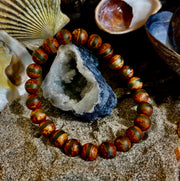 🌿 Rooted Resolve Bracelet - Brown & Green Tibetan Agate | Natural 8mm Gemstones