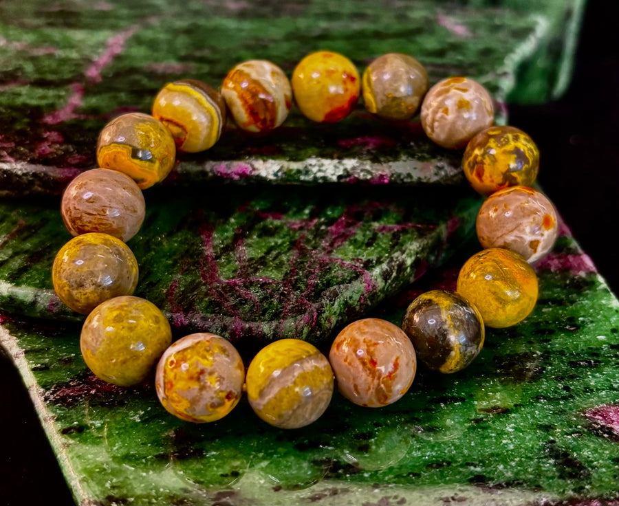 🐝 Bumble Bee Jasper Statement Bracelet – Rare Natural Gemstone | Limited Supply | Three Bead Sizes